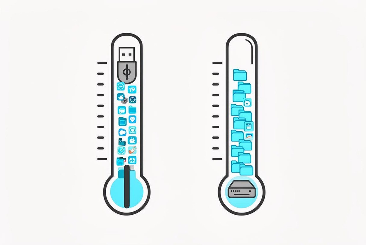 Two gauges for memory and storage filling with tasks